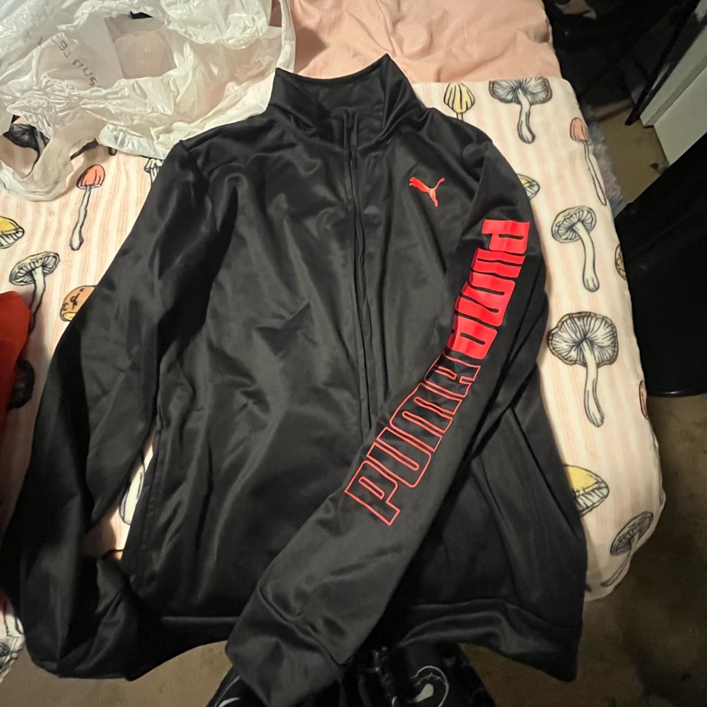 PUMA Men's Black Jacket with Red Accents
